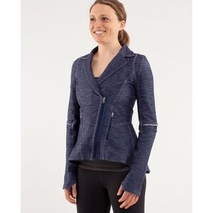 Lululemon Deep Indigo Blue Chambray Slim Fit Reflective Ride On Blazer Jacket 4